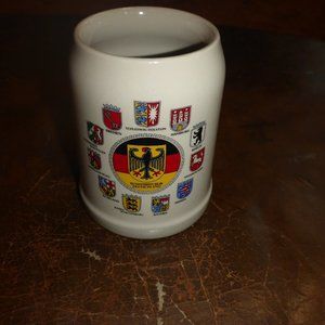 Vintage German Stoneware Beer Stein - 11 States Coats of Arms Made in W. German